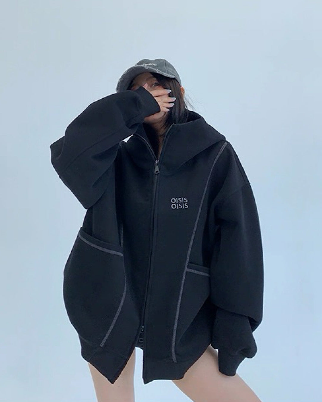 アウトステッチジップアップパーカー SL715