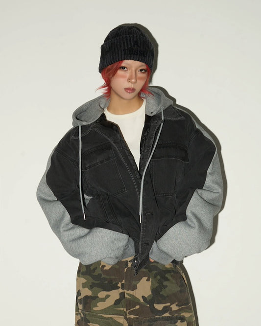 異素材デニムフードジャケット SL826