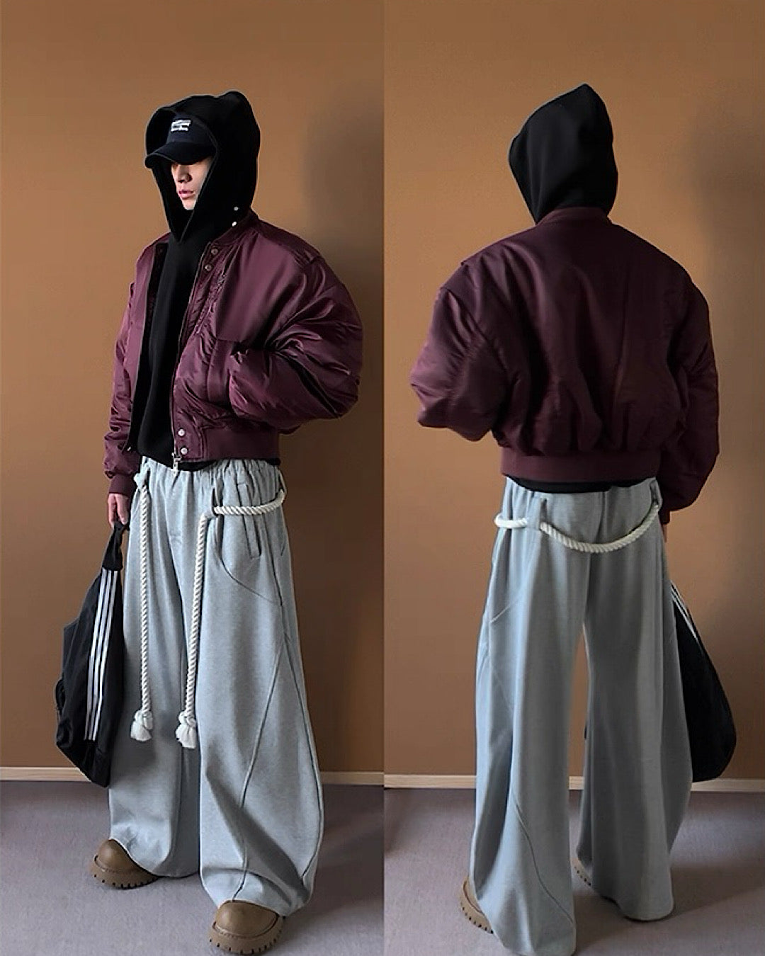 ロープベルトスウエットカーブパンツ M007