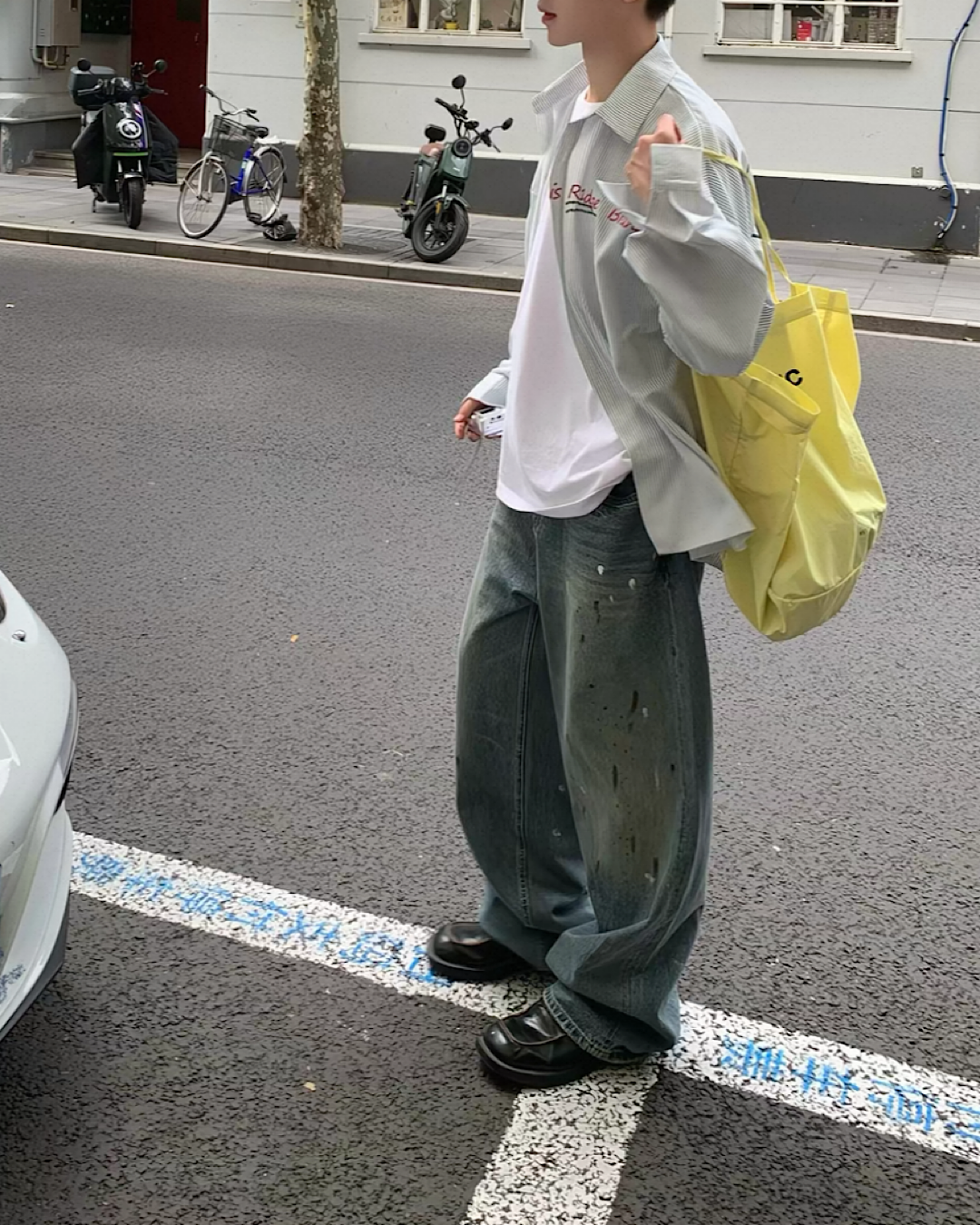 バックプリントストライプシャツ M050