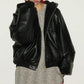 フェイクレザーフードジャケット SL796