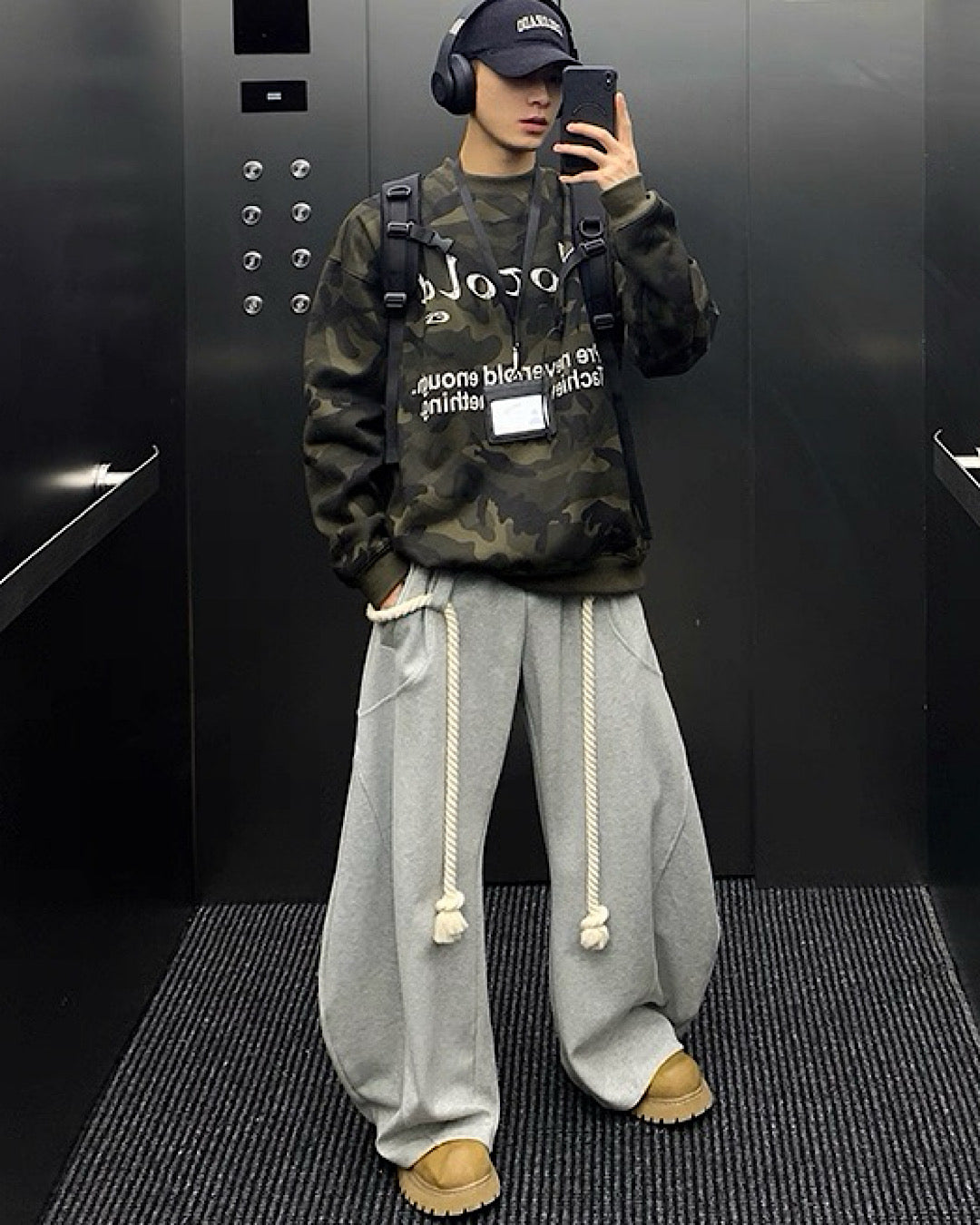 ロープベルトスウエットカーブパンツ M007