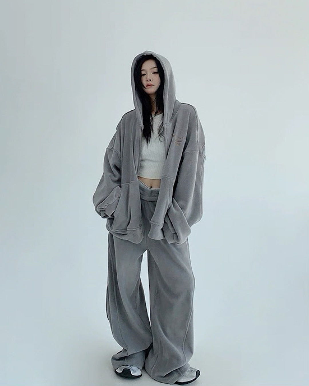 ブラッシュドジップアップパーカー/パンツ/セットアップ SL841