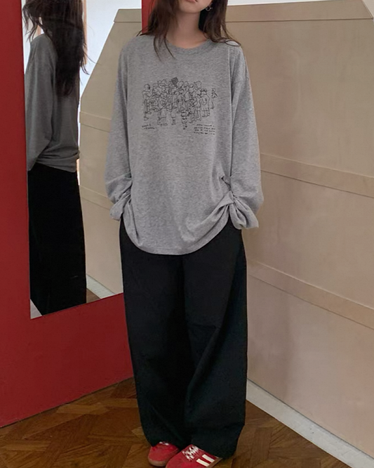 イラストプリントロングTシャツ SL703
