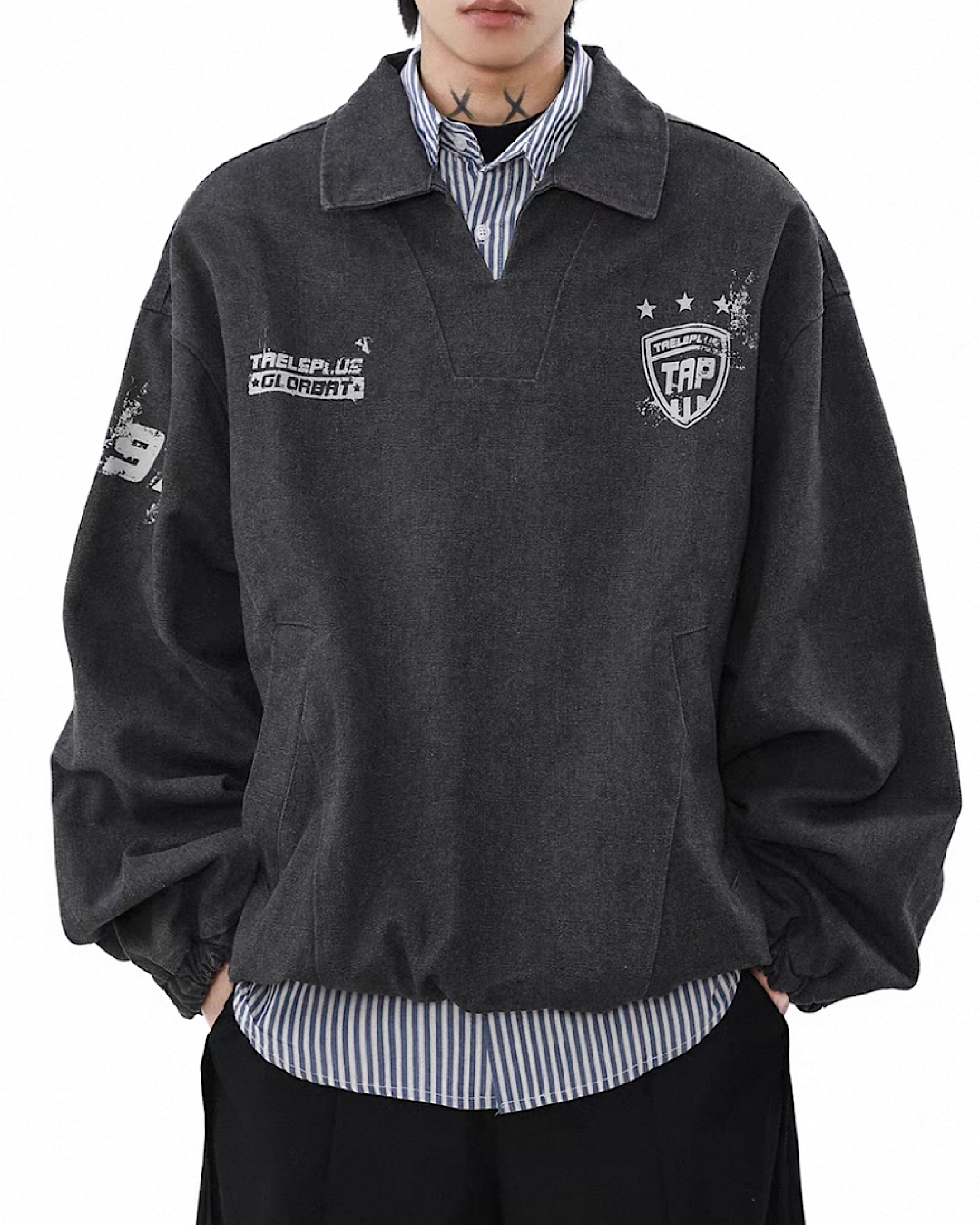 Vネックスポーティプルオーバー M019