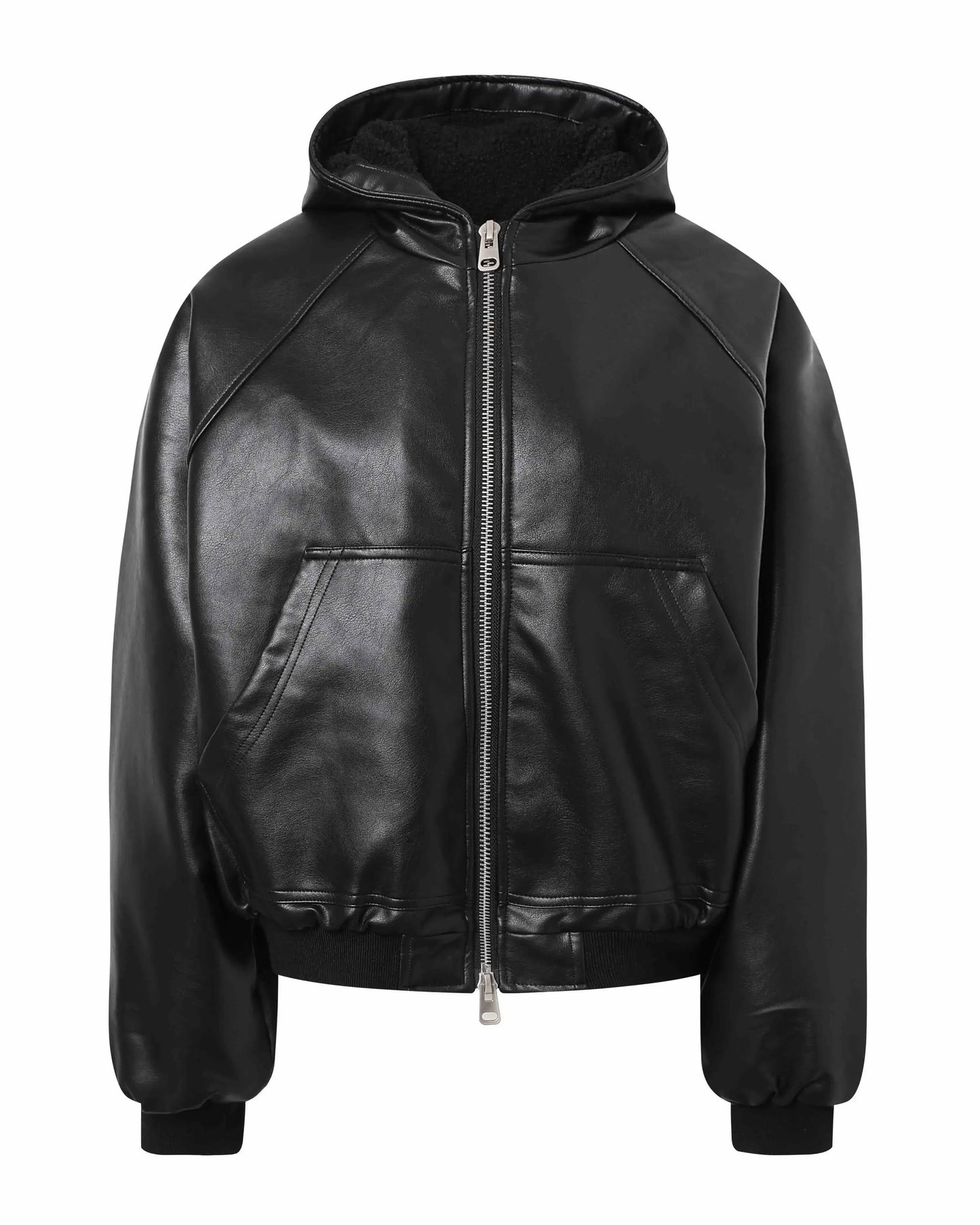 フェイクレザーフードジャケット SL796