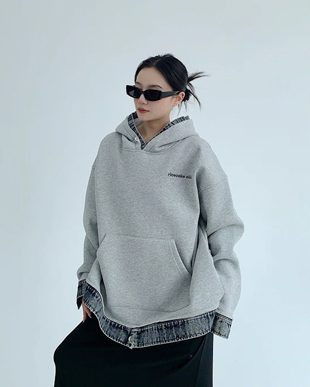 レイヤードライクデニムフーディ SL762