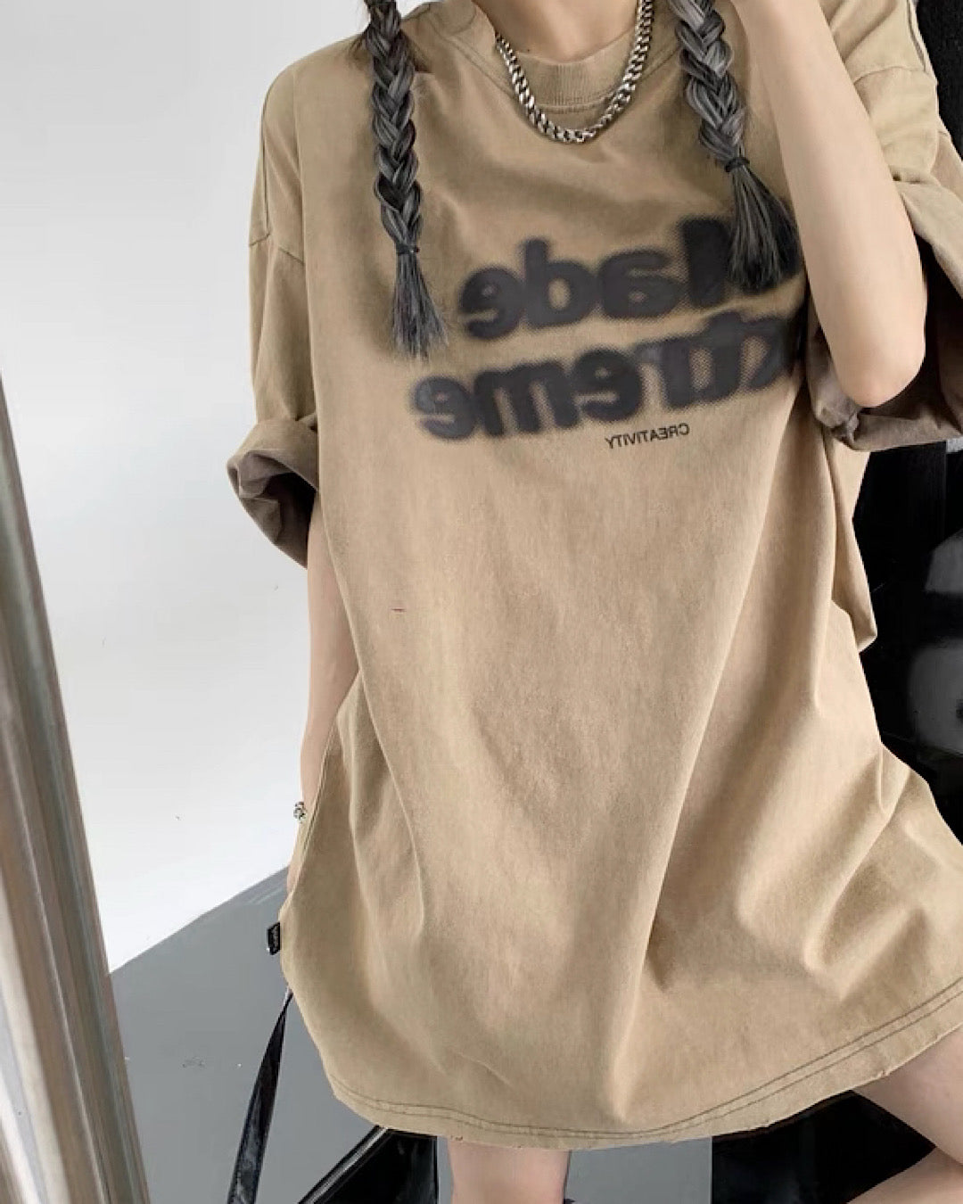 ダメージ加工ロゴTシャツ SL227