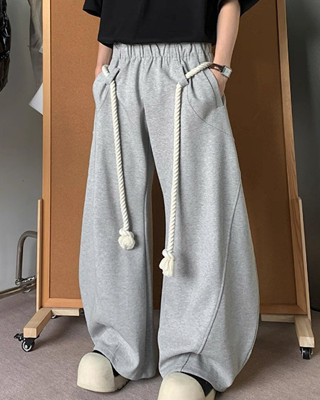 ロープベルトスウエットカーブパンツ M007