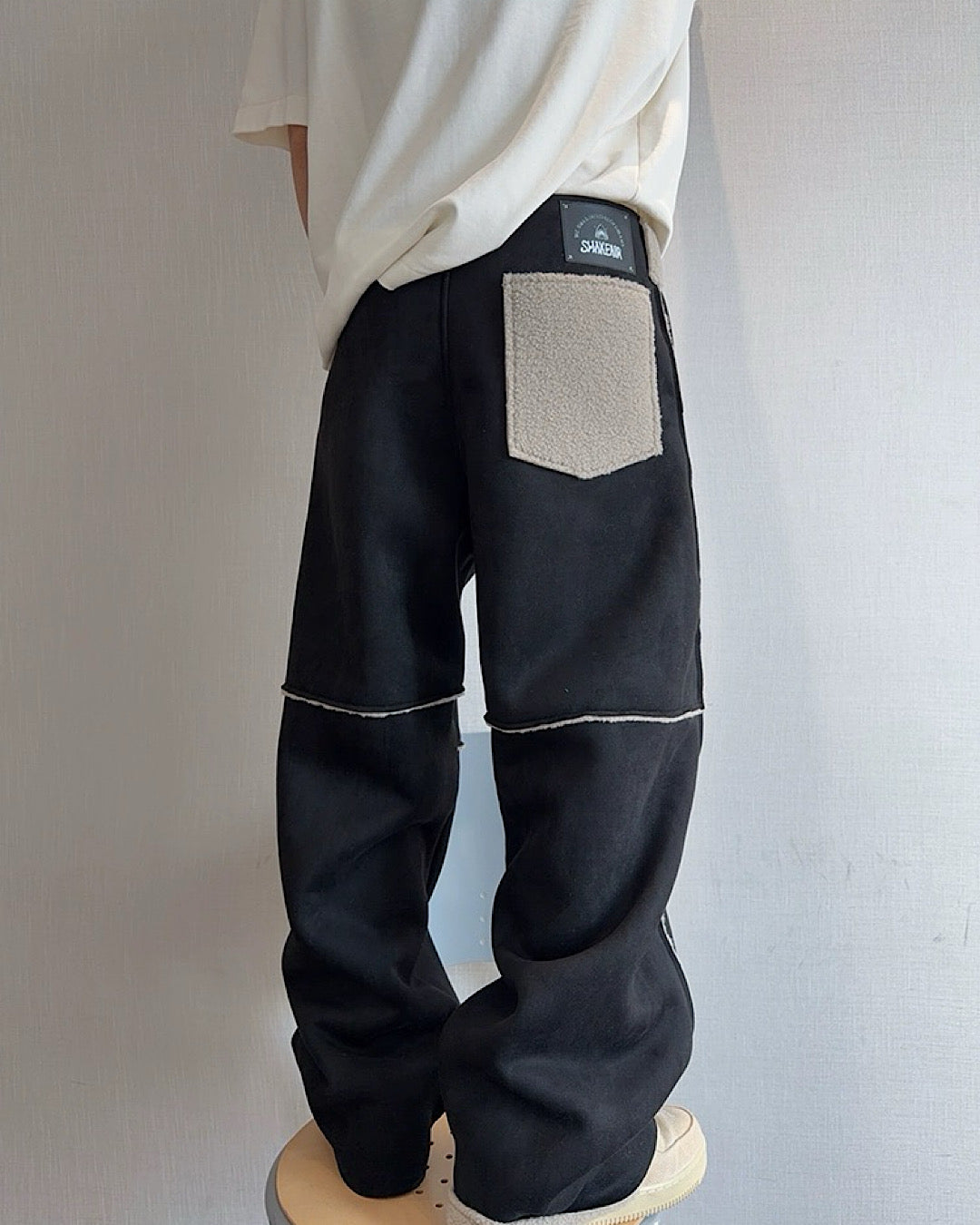 裏ボアパイピングワイドパンツ M034