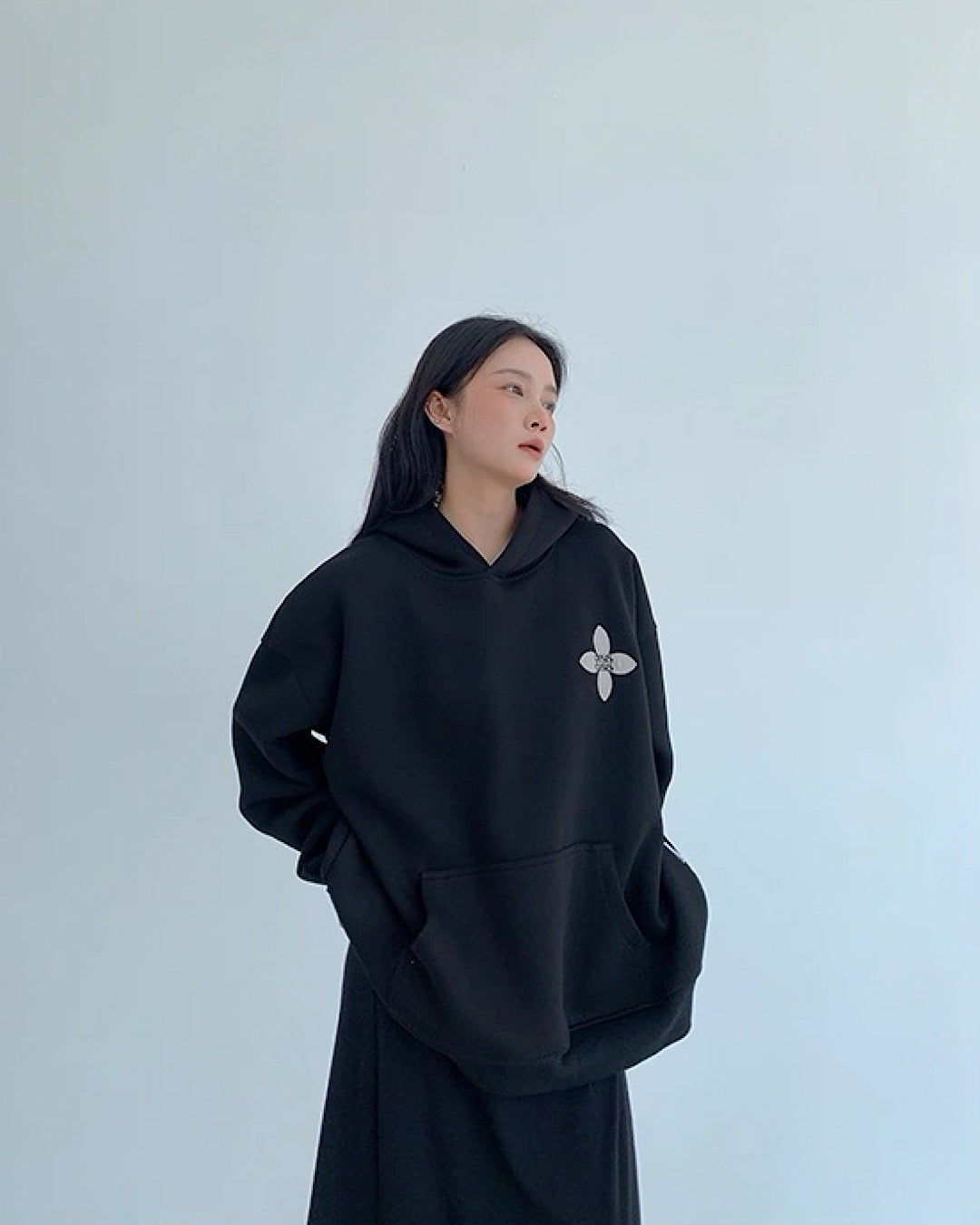 フラワーパッチワークデザインフーディ SL842