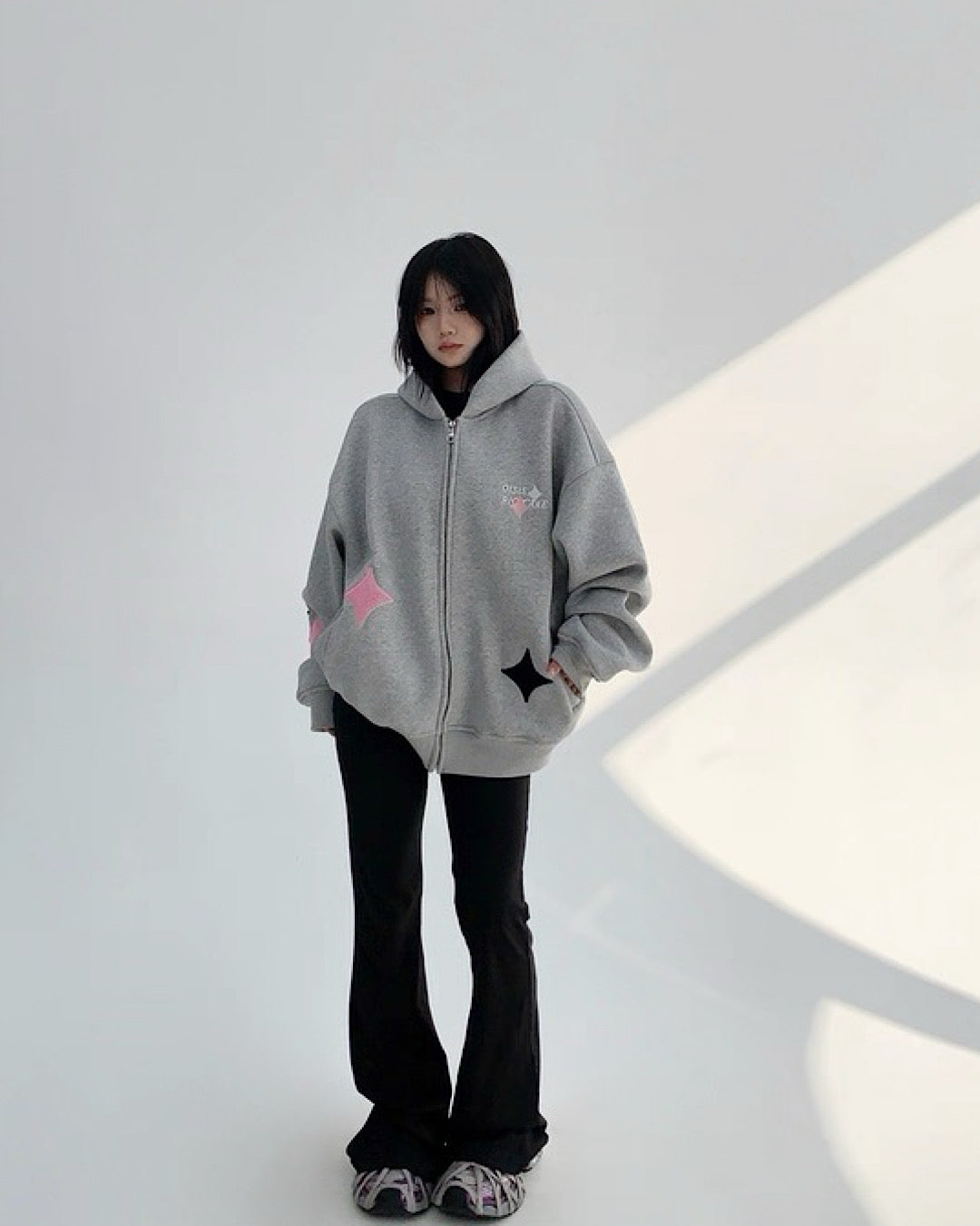 ロンバスパッチワークジップアップパーカー SL757