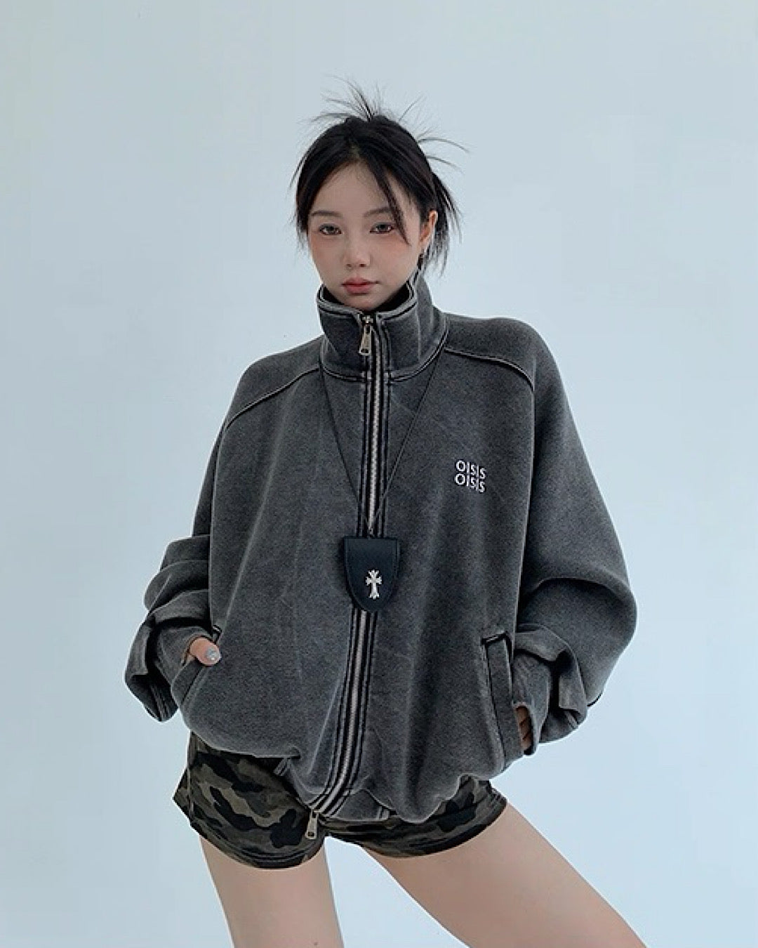 スタンドカラージップアップジャケット SL726