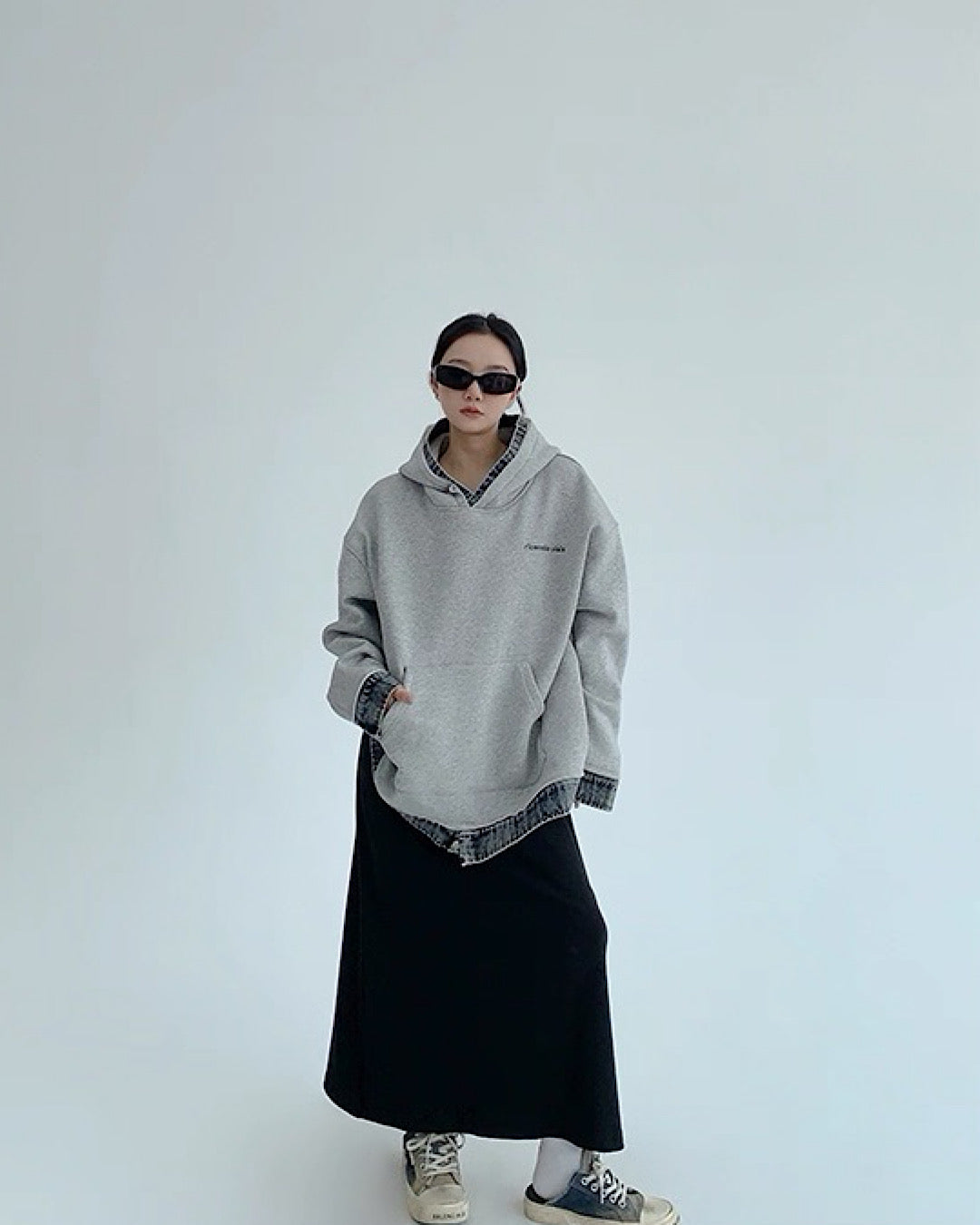 レイヤードライクデニムフーディ SL762