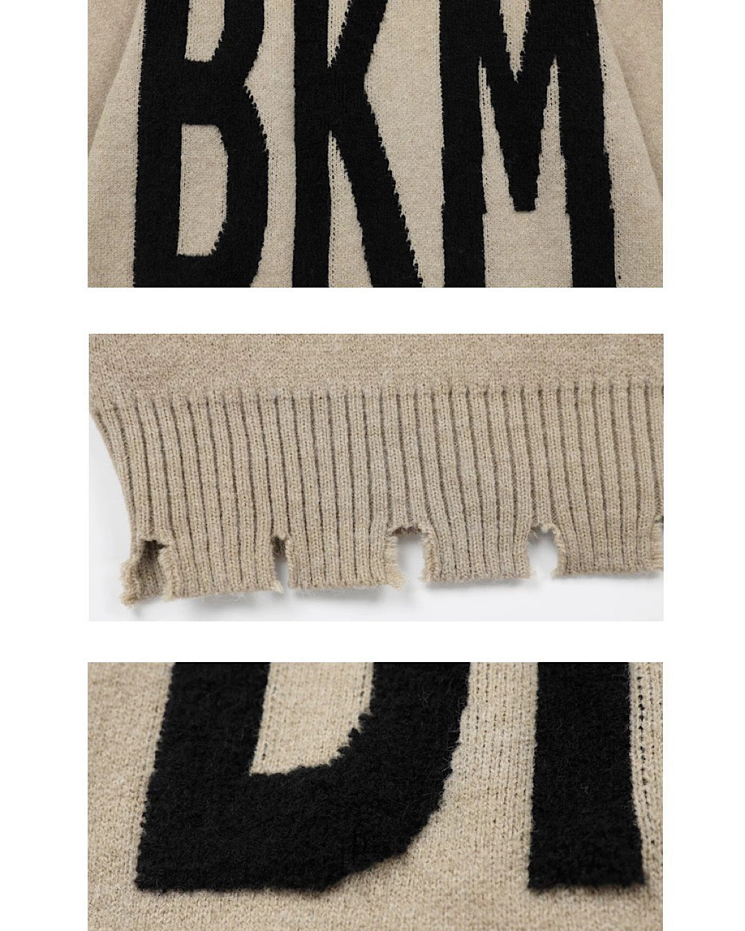 "BKM"ダメージデザインニットプルオーバー M001