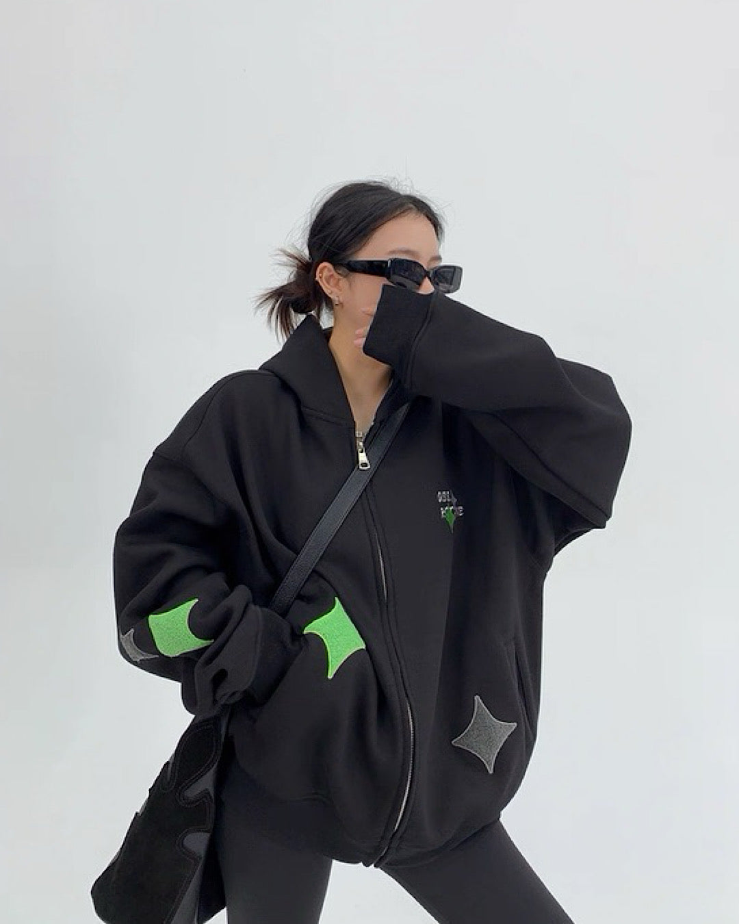 ロンバスパッチワークジップアップパーカー SL757