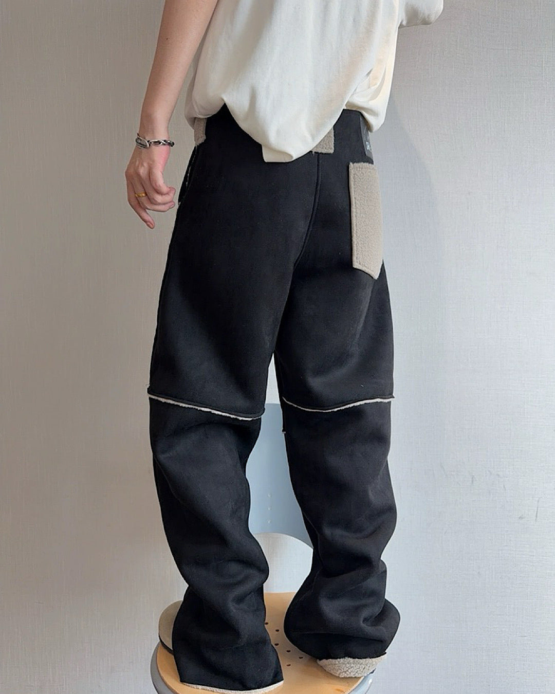 裏ボアパイピングワイドパンツ M034