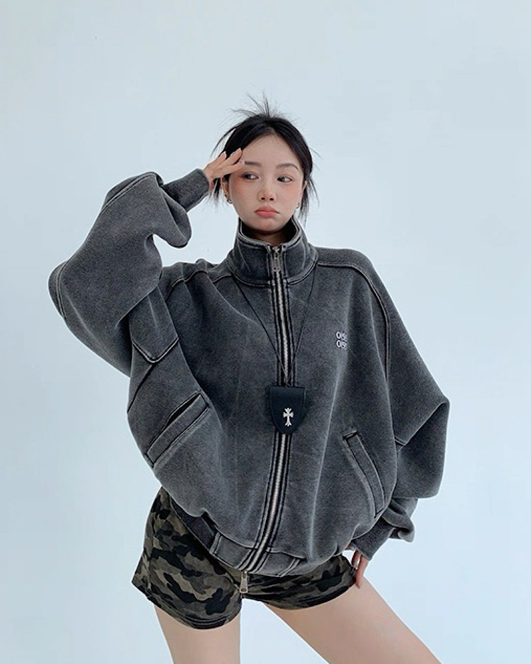 スタンドカラージップアップジャケット SL726