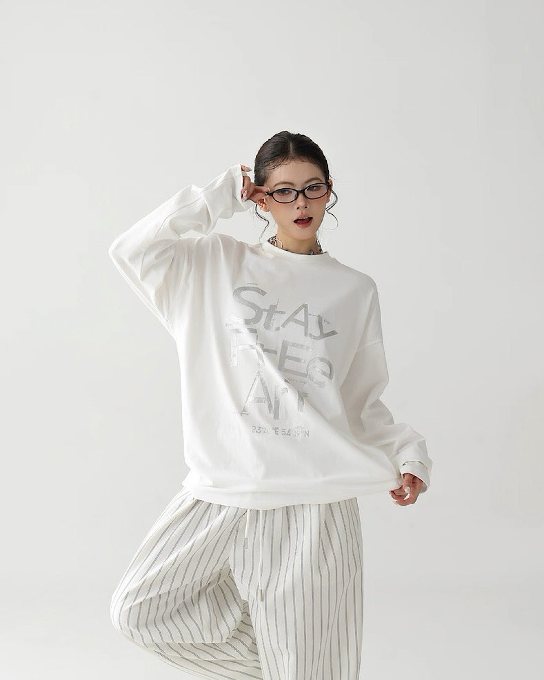 フロントプリントロングTシャツ SL743