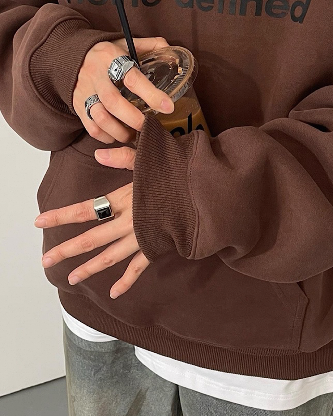 プリントデザインマフポケットフーディ M031