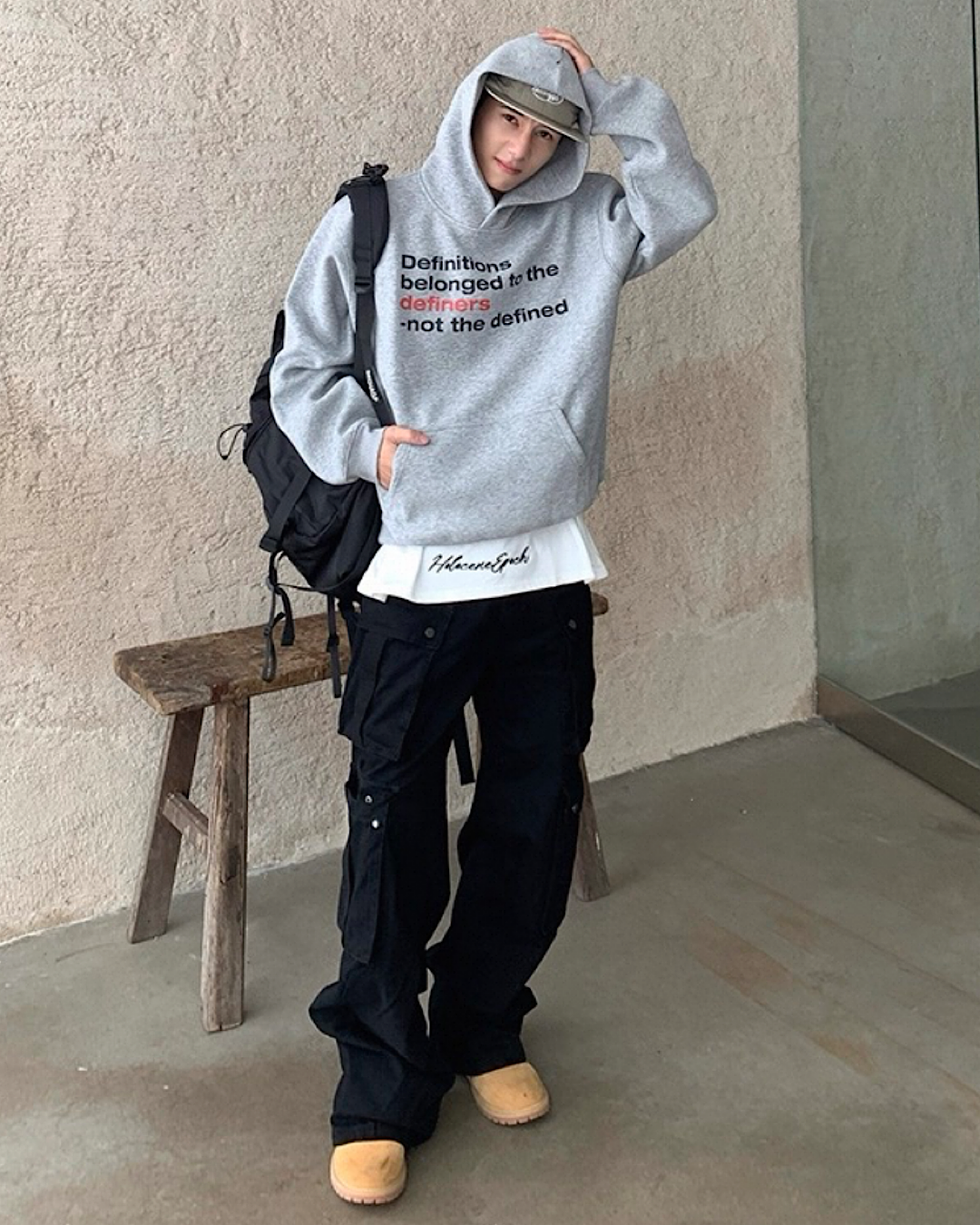 プリントデザインマフポケットフーディ M031