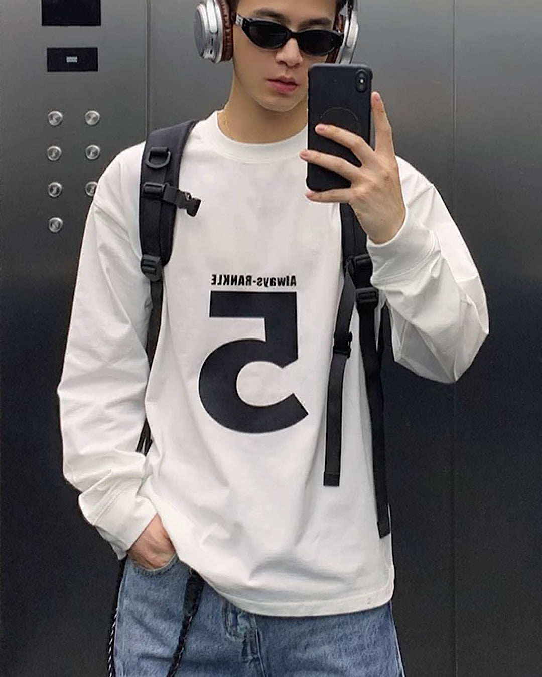 ナンバリングロングTシャツ M005