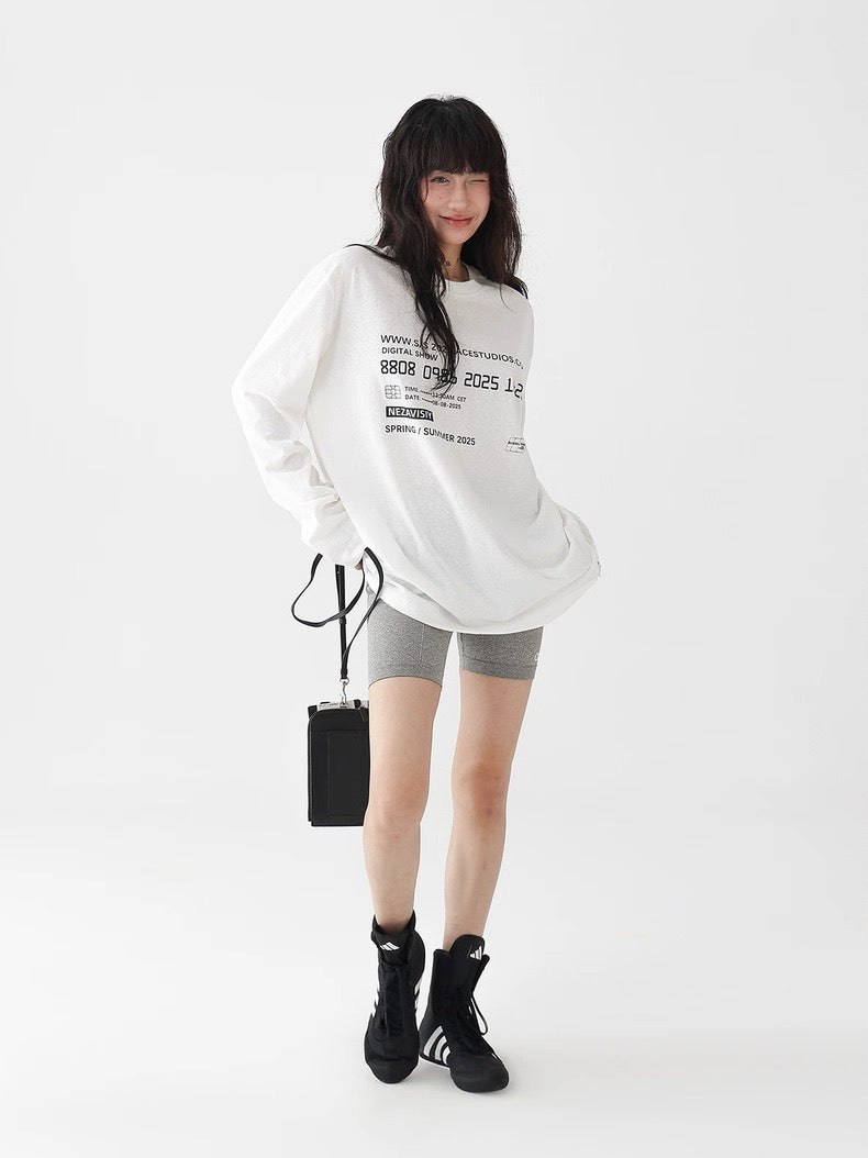 ラウンドネックプリントロングTシャツ SL744