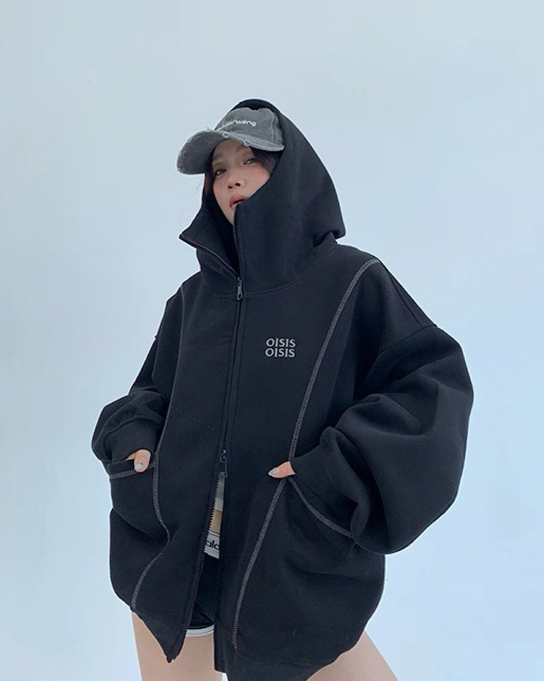 アウトステッチジップアップパーカー SL715