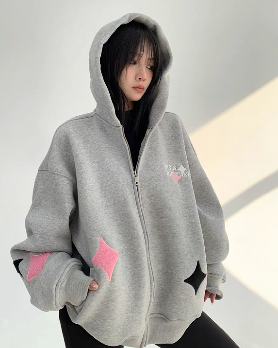 ロンバスパッチワークジップアップパーカー SL757