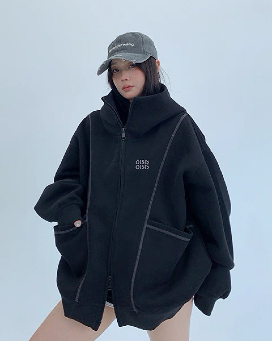 アウトステッチジップアップパーカー SL715