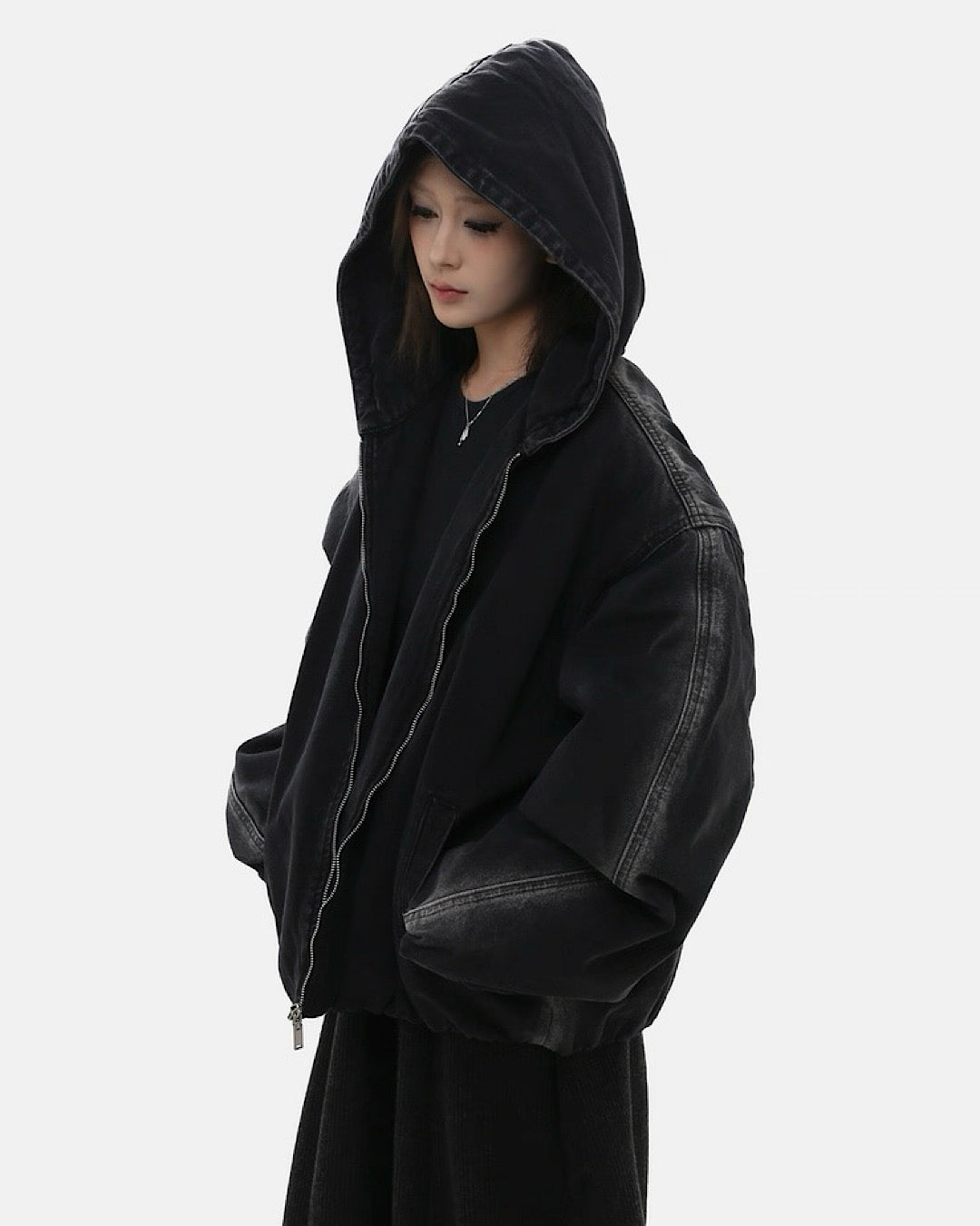 ウォッシュドデニムフードジャケット SL825