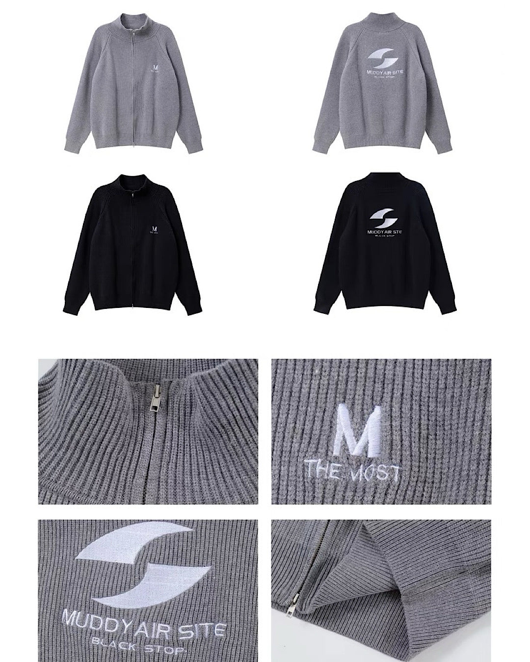 エンブロイダリロゴカーディガン M008