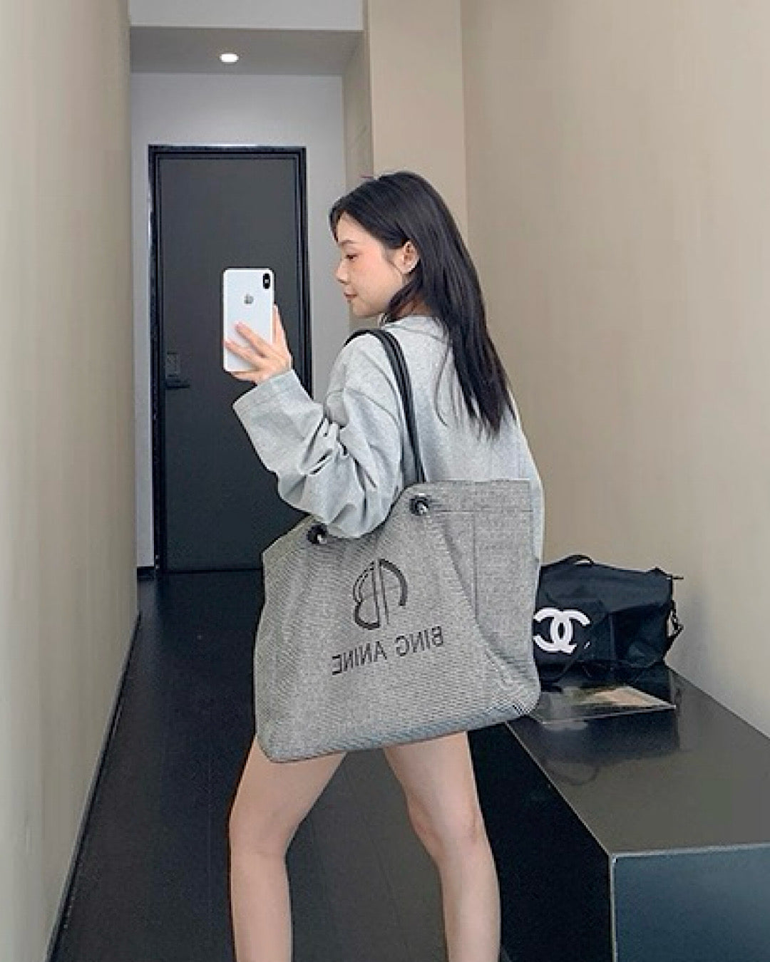 vネックボタンデザインロンT SL725