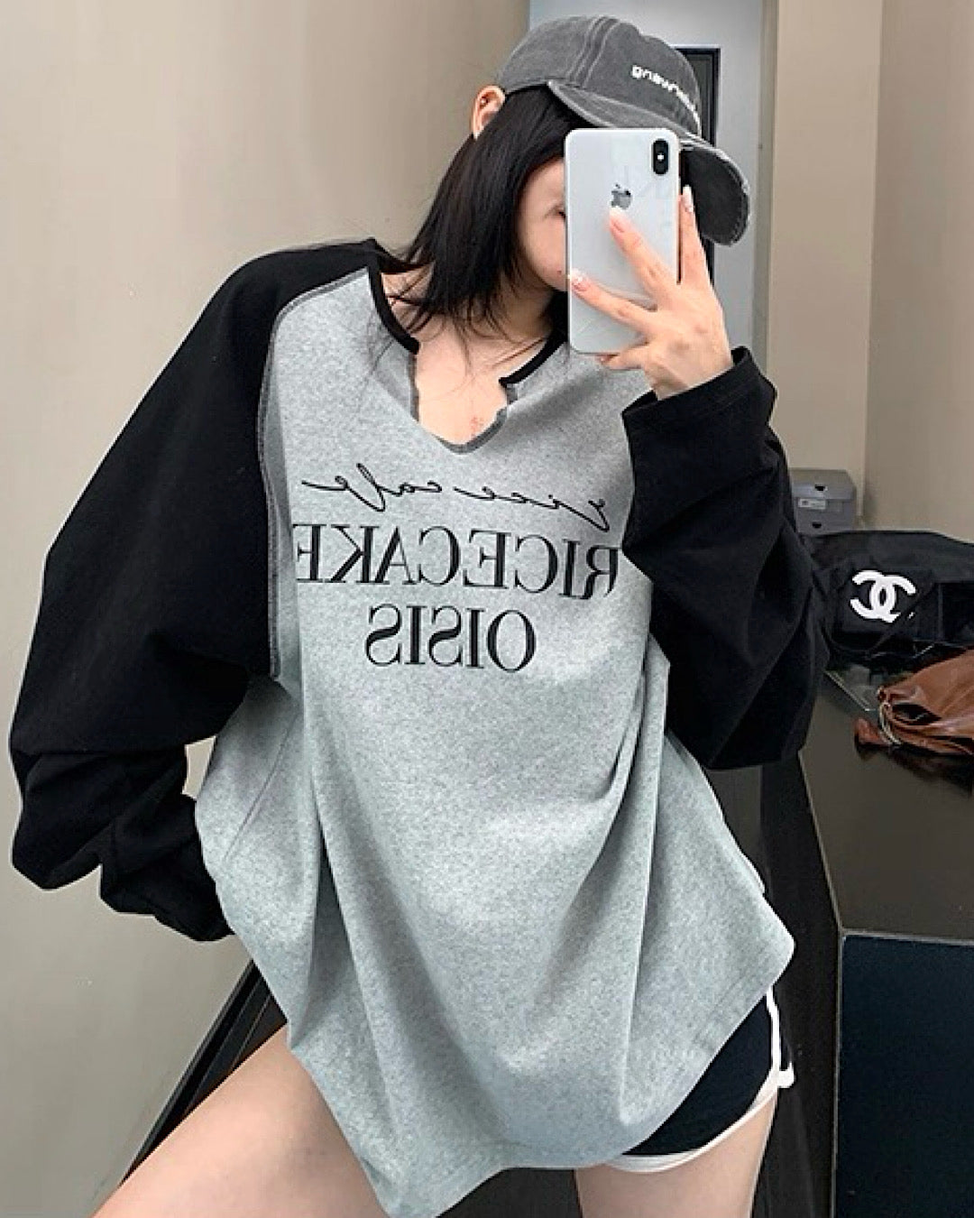 キーネックラグランTシャツ SL709