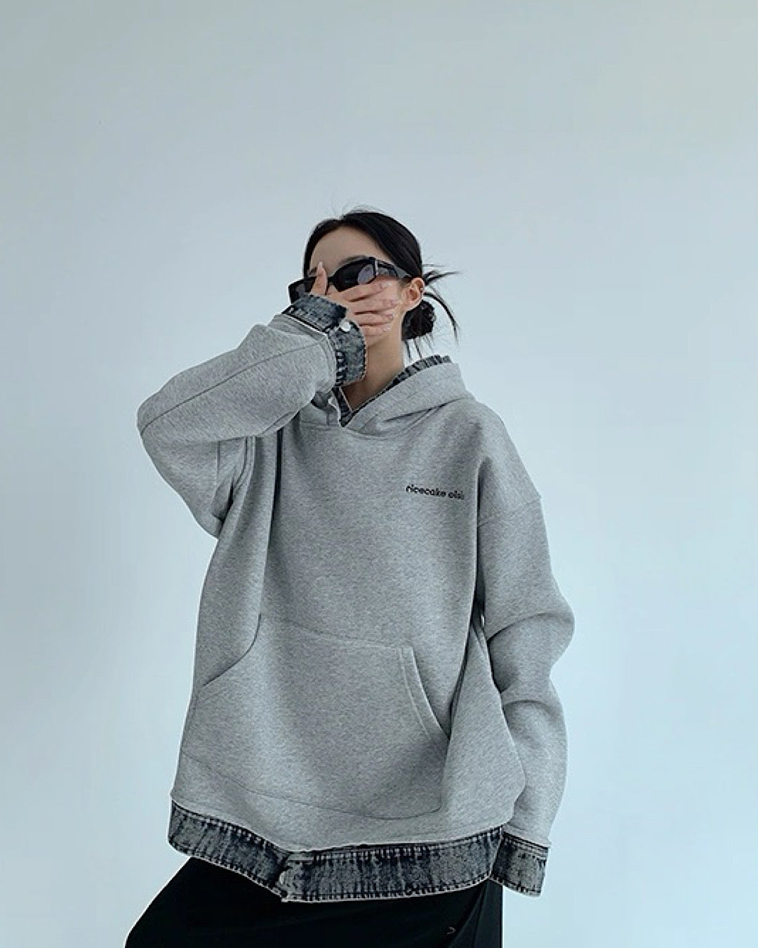 レイヤードライクデニムフーディ SL762