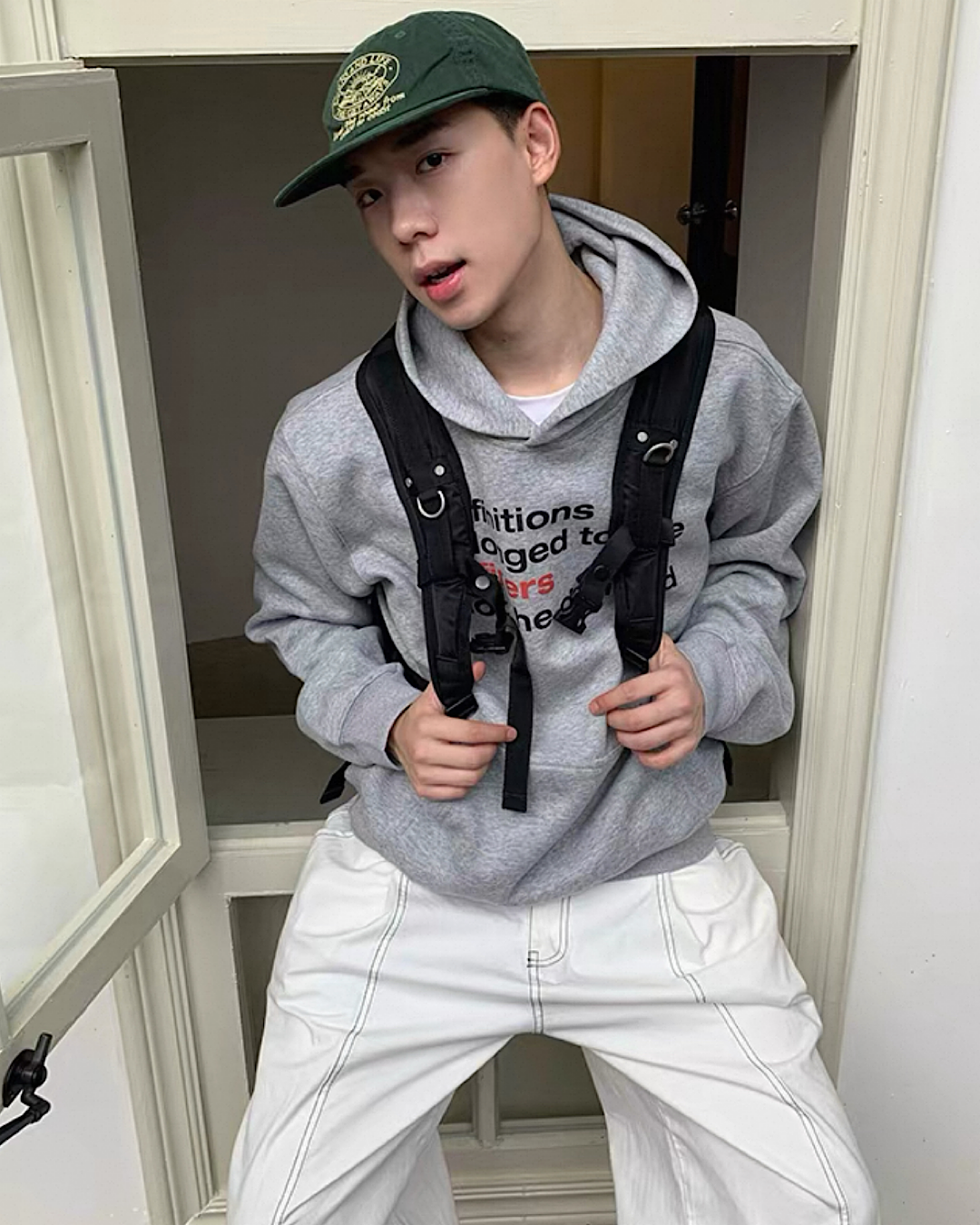 プリントデザインマフポケットフーディ M031