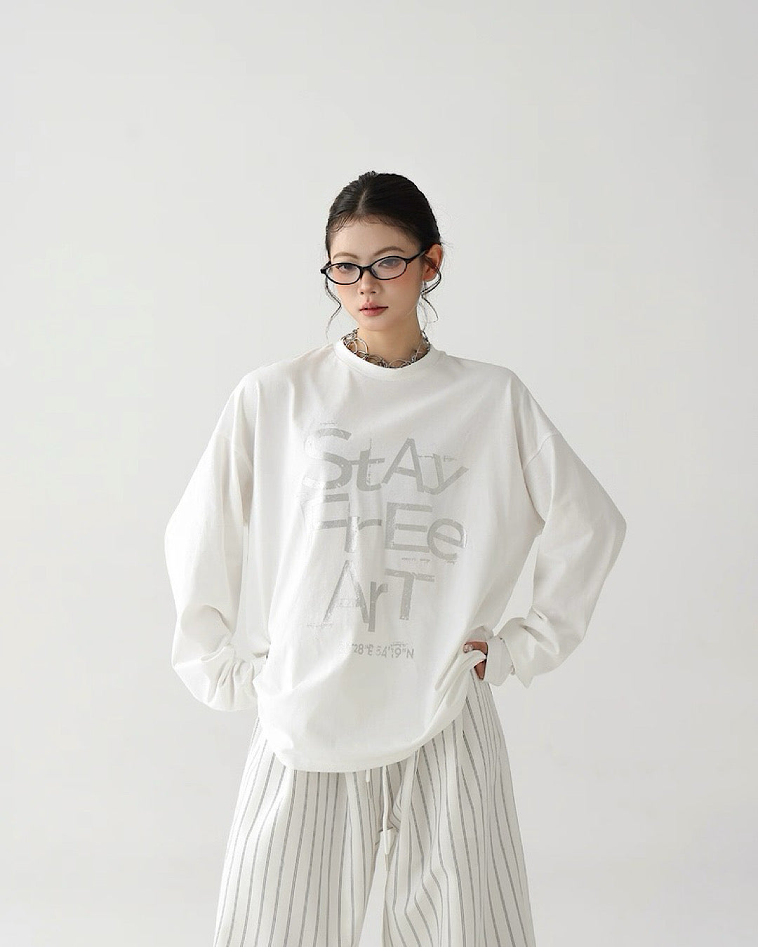 フロントプリントロングTシャツ SL743