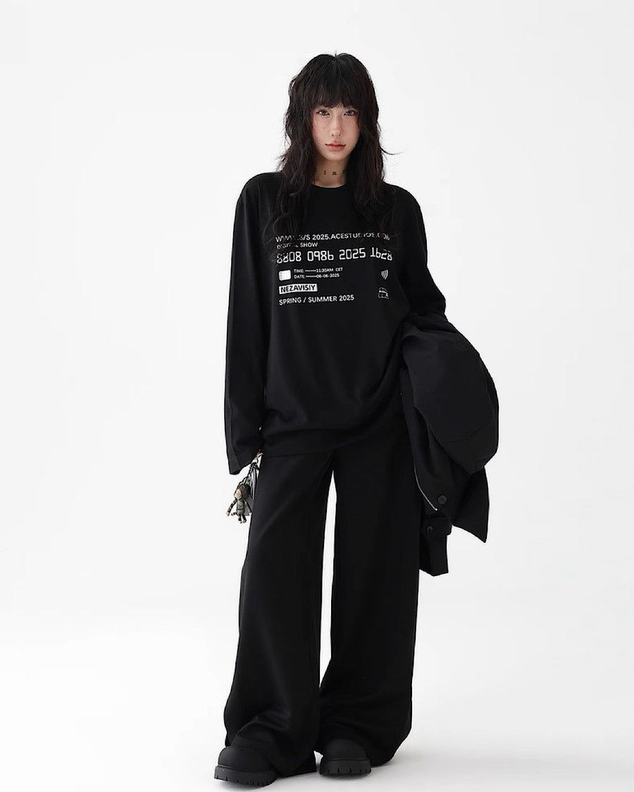 ラウンドネックプリントロングTシャツ SL744