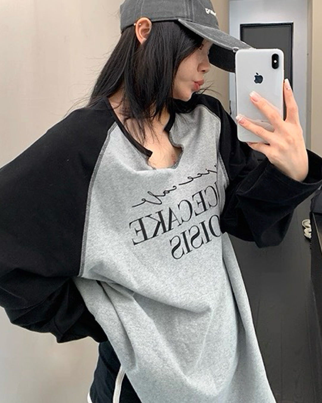 キーネックラグランTシャツ SL709