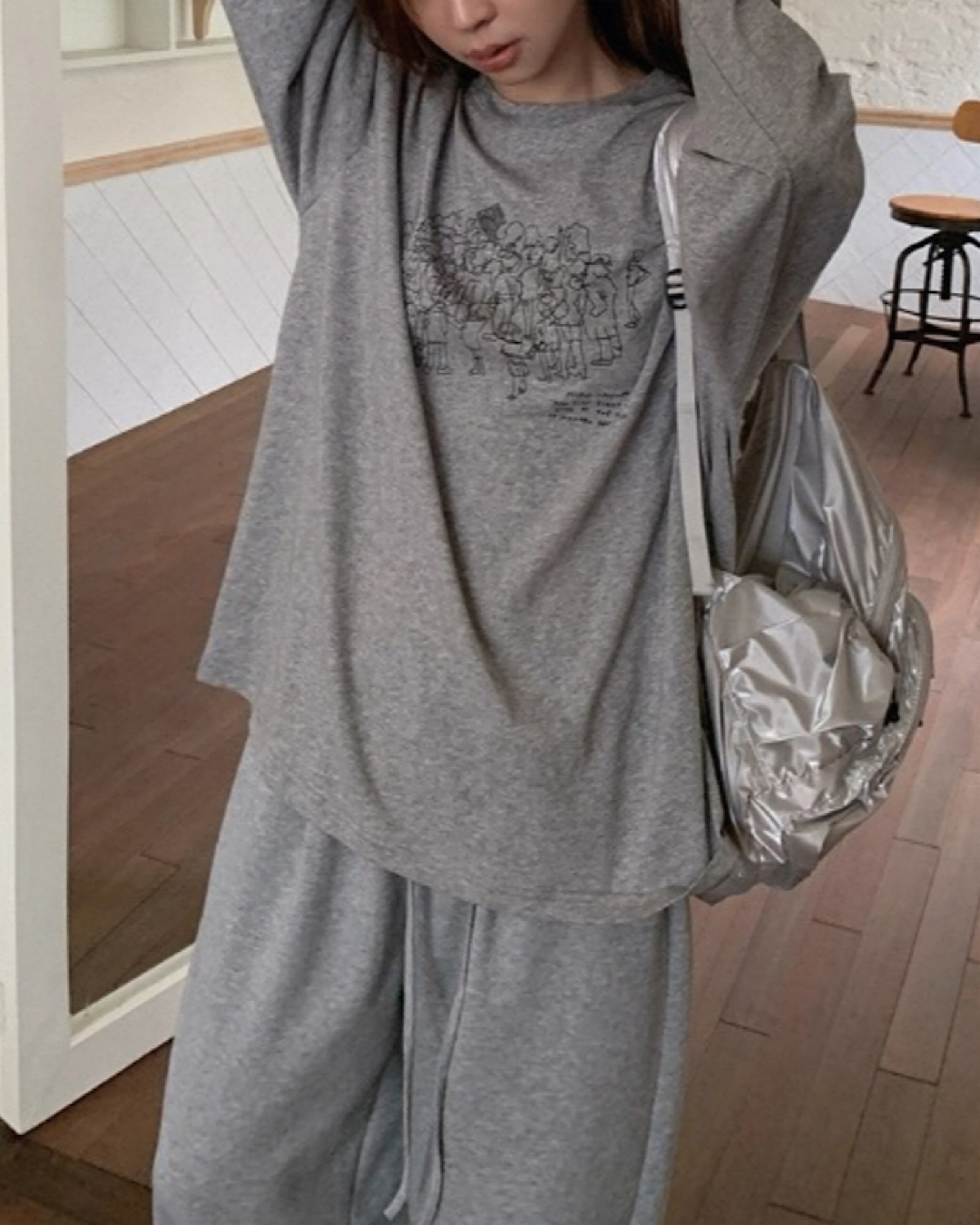 イラストプリントロングTシャツ SL703