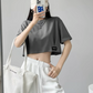 ショート丈タグTシャツ SL228