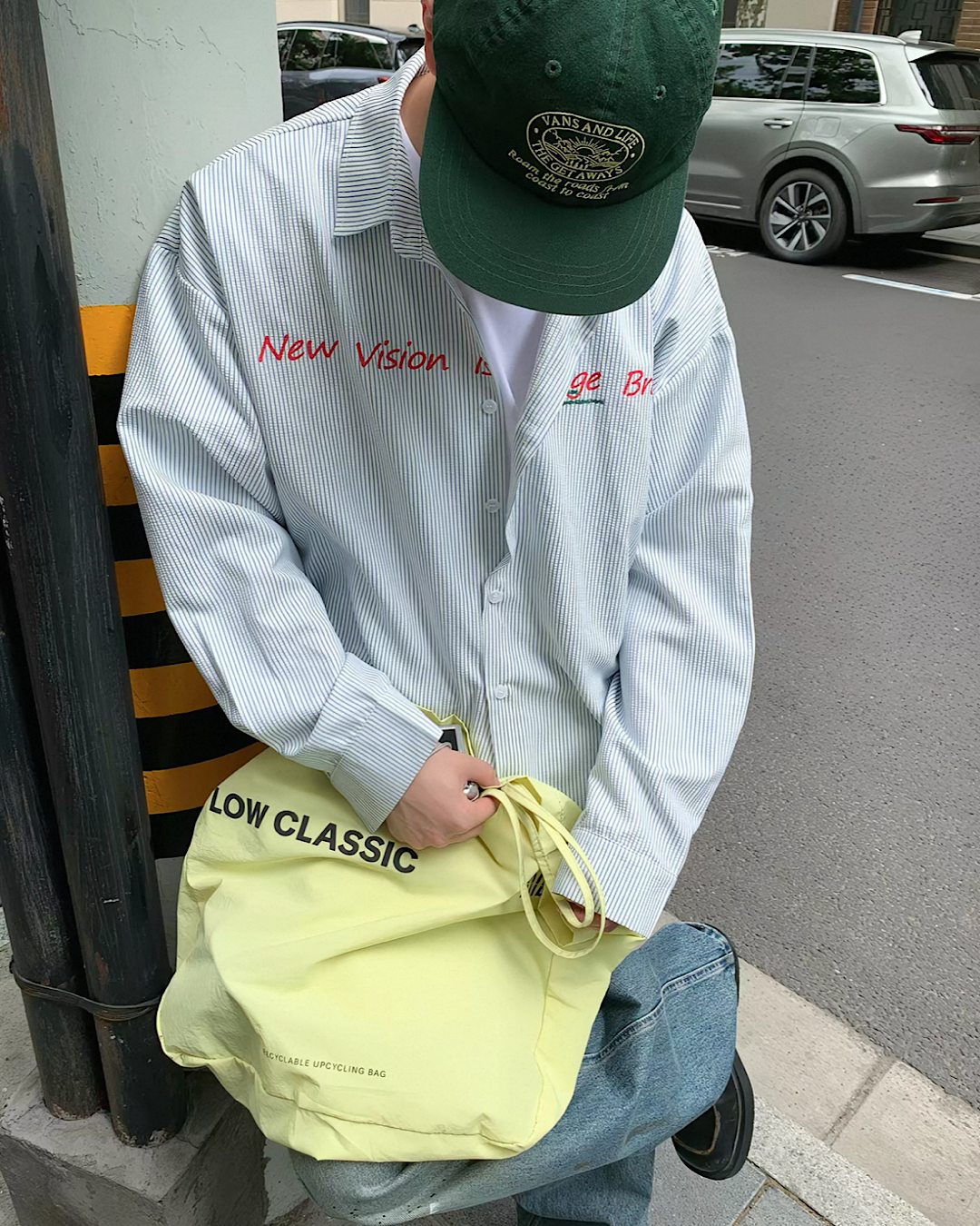 バックプリントストライプシャツ M050