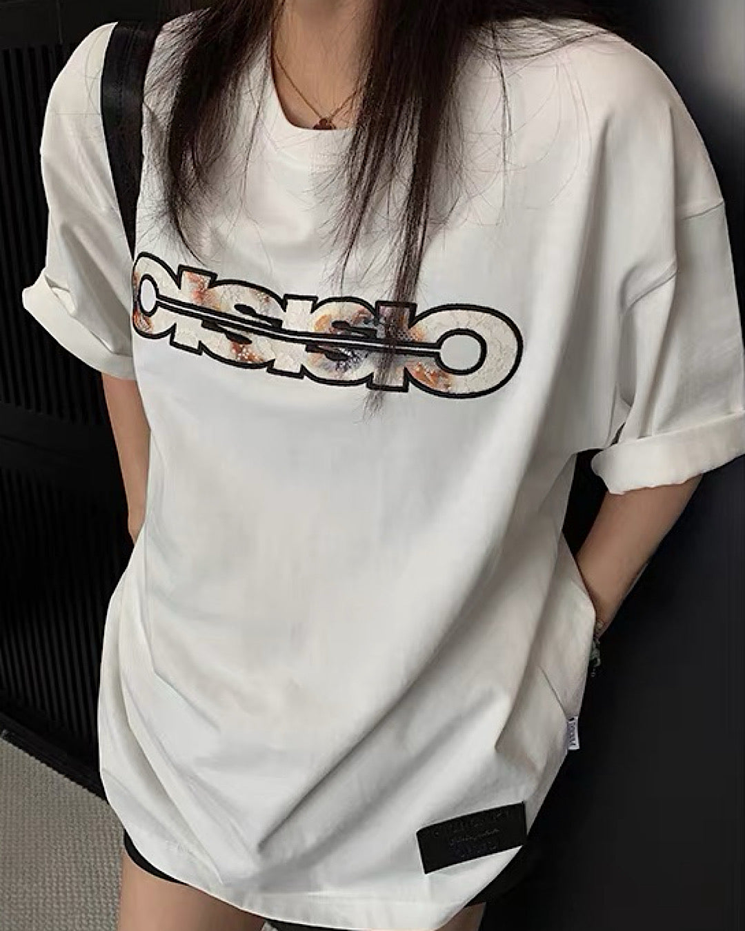 レースデザインロゴTシャツ SL925