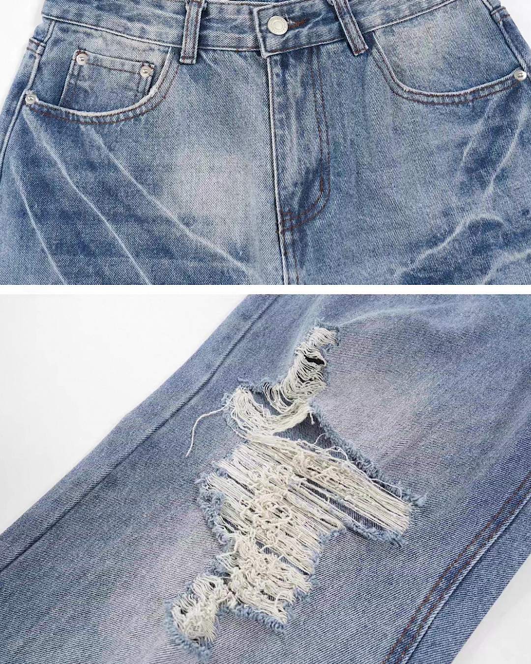 MWOBHM ダメージ加工デニムパンツ M.W.O.B.H.M ダメージリペア加工デニムパンツ Lサイズ