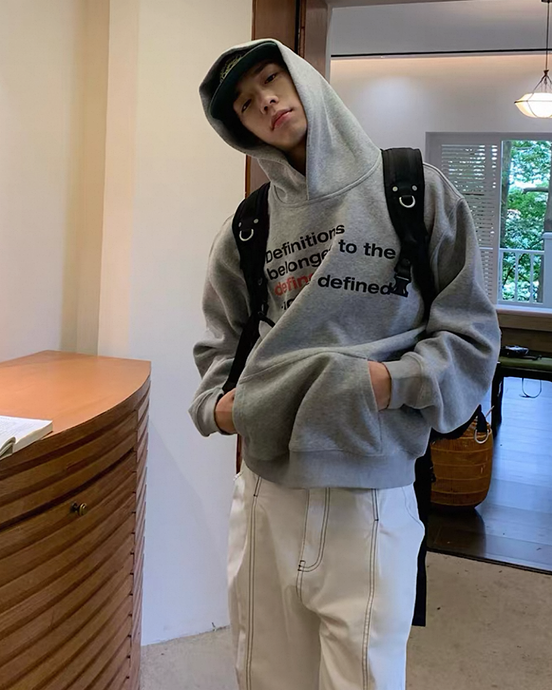 プリントデザインマフポケットフーディ M031