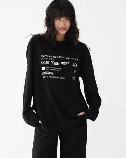 ラウンドネックプリントロングTシャツ SL744