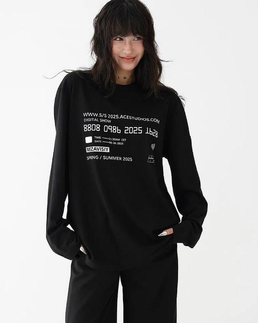 ラウンドネックプリントロングTシャツ SL744
