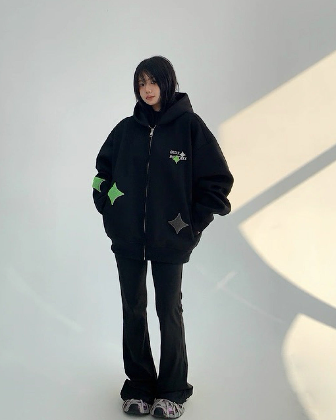 ロンバスパッチワークジップアップパーカー SL757