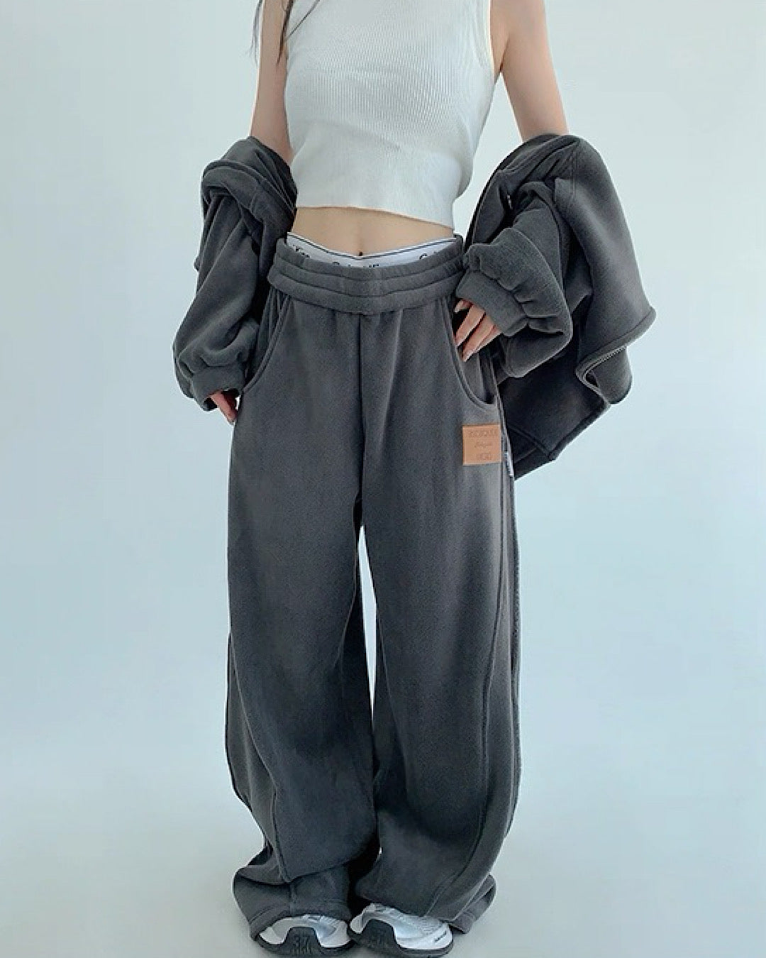 ブラッシュドジップアップパーカー/パンツ/セットアップ SL841