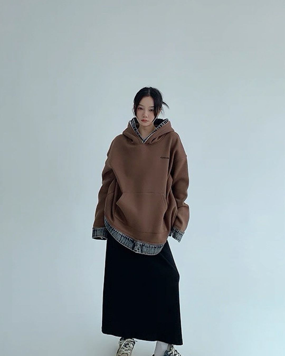 レイヤードライクデニムフーディ SL762